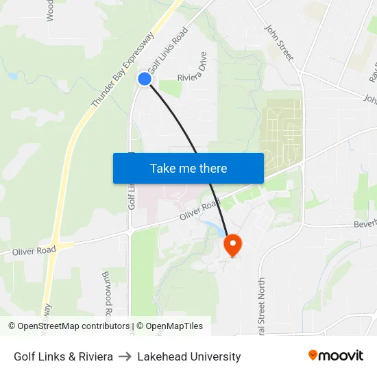Golf Links & Riviera to Lakehead University map