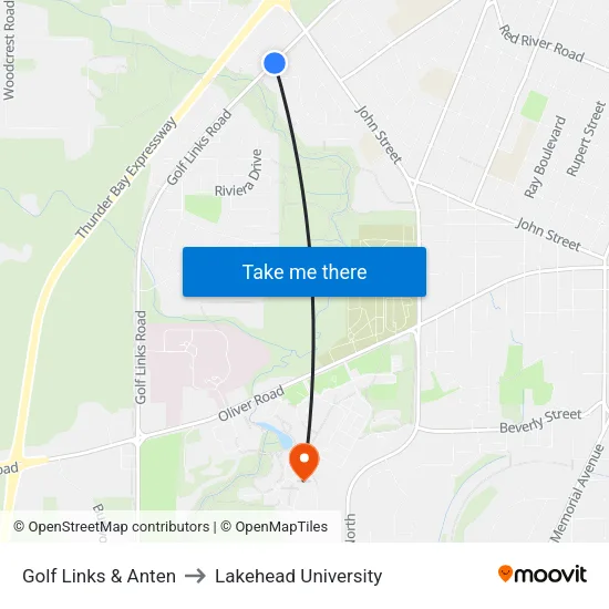 Golf Links & Anten to Lakehead University map