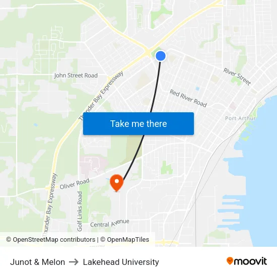 Junot & Melon to Lakehead University map