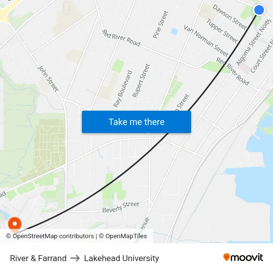 River & Farrand to Lakehead University map