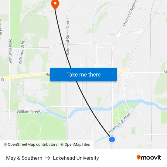 May & Southern to Lakehead University map