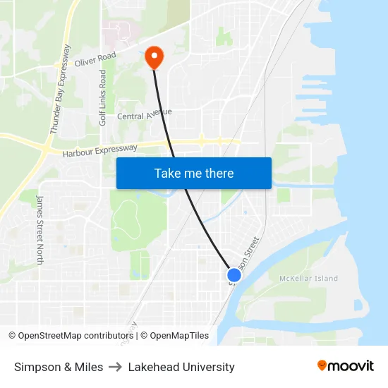 Simpson & Miles to Lakehead University map
