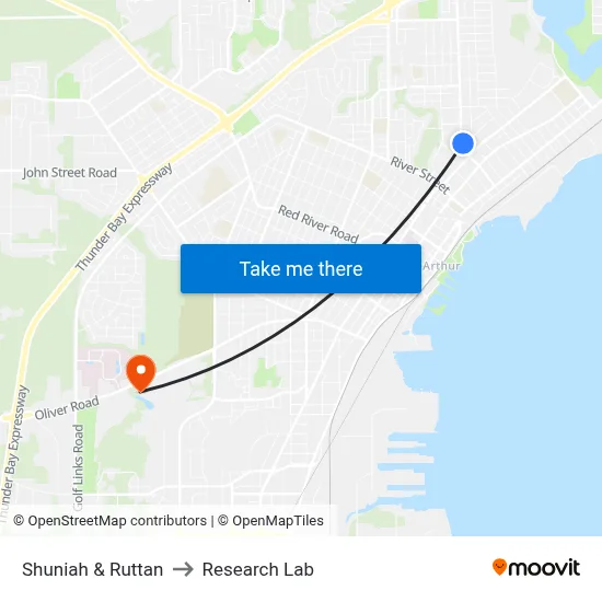 Shuniah & Ruttan to Research Lab map