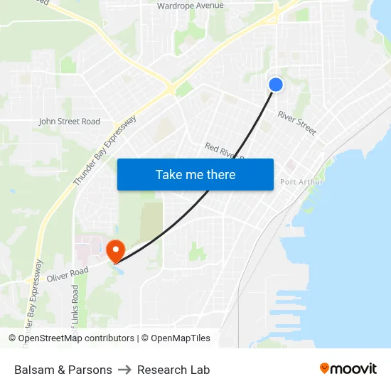 Balsam & Parsons to Research Lab map