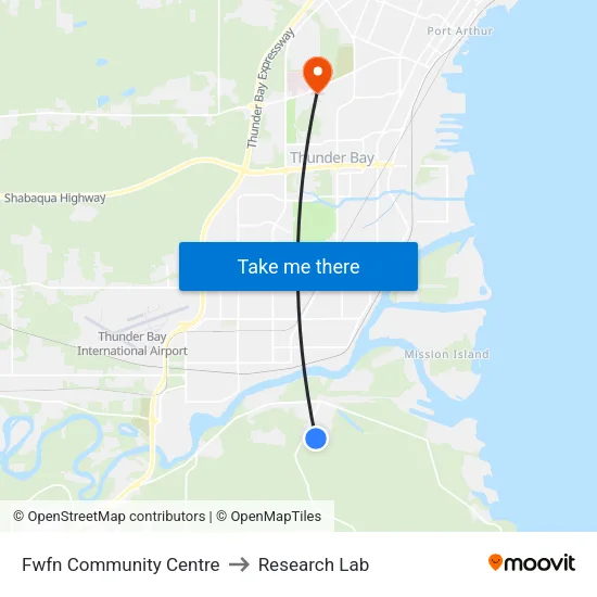 Fwfn Community Centre to Research Lab map
