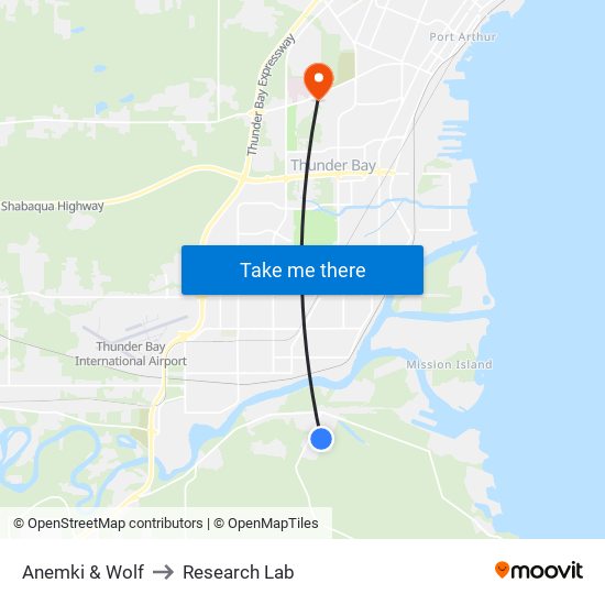 Anemki & Wolf to Research Lab map