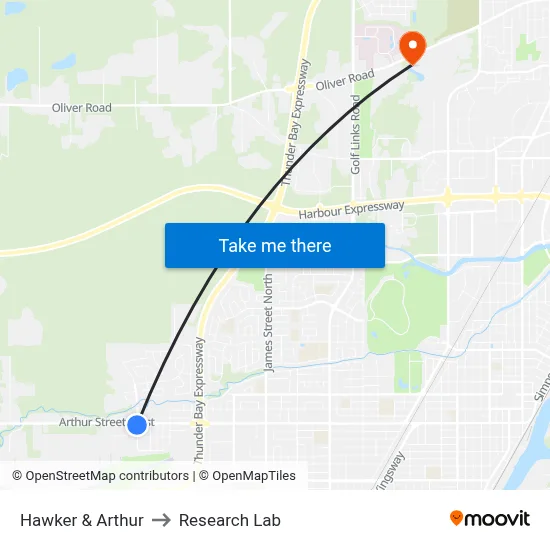Hawker & Arthur to Research Lab map