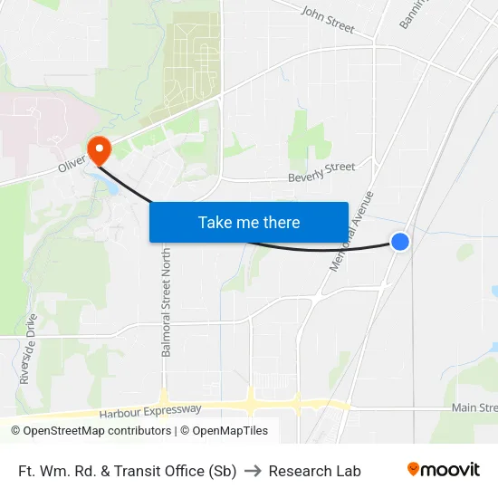 Ft. Wm. Rd. & Transit Office to Research Lab map