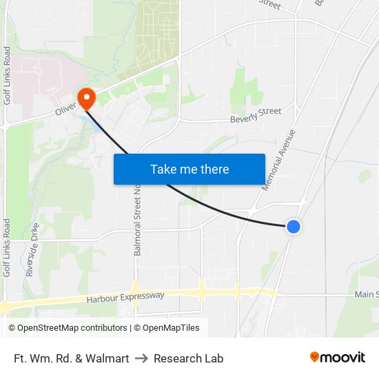 Ft. Wm. Rd. & Walmart to Research Lab map