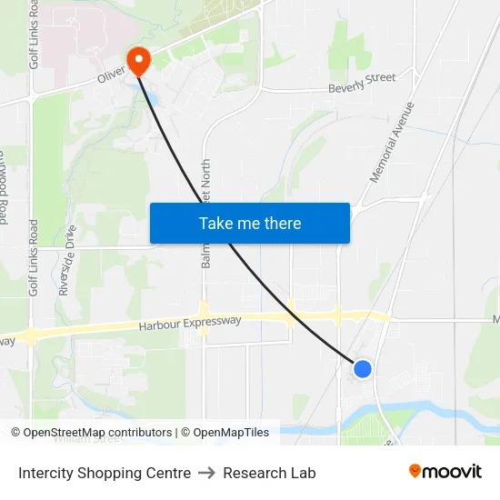Intercity Shopping Centre to Research Lab map