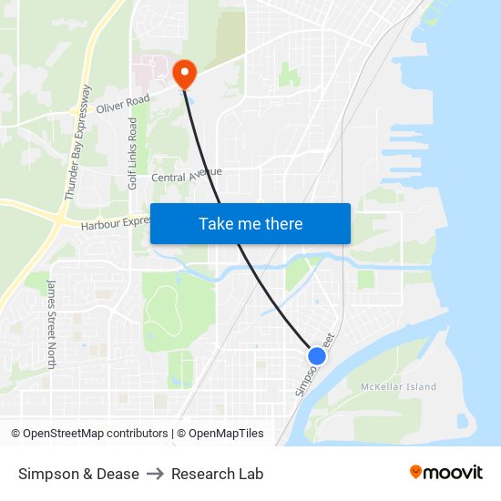 Simpson & Dease to Research Lab map