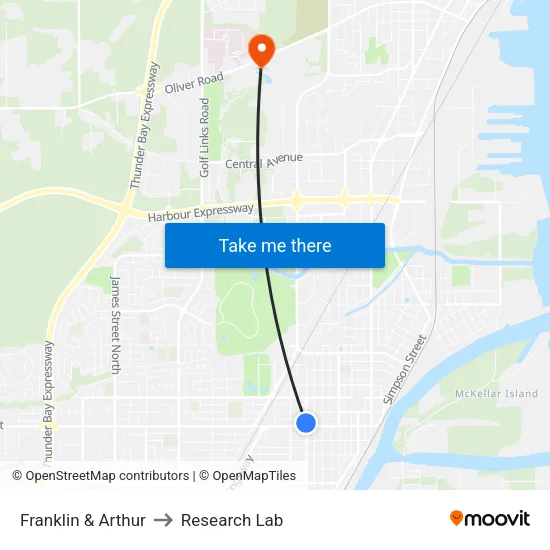 Franklin & Arthur to Research Lab map