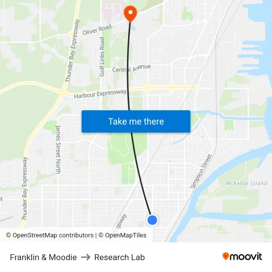 Franklin & Moodie to Research Lab map