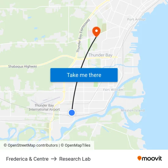 Frederica & Centre to Research Lab map