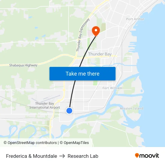 Frederica & Mountdale to Research Lab map