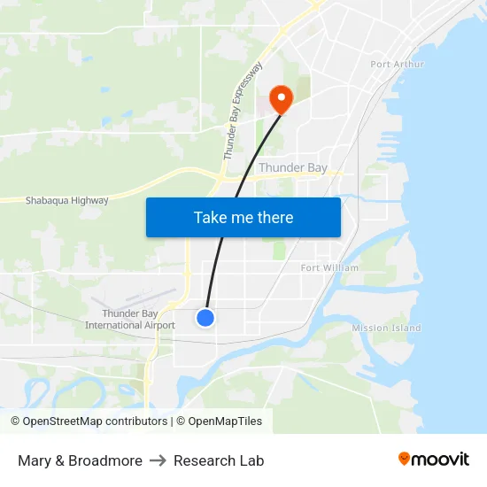 Mary & Broadmore to Research Lab map