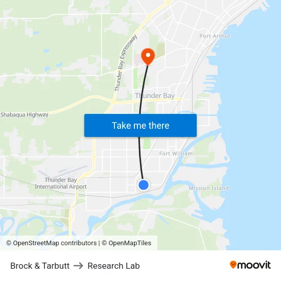 Brock & Tarbutt to Research Lab map