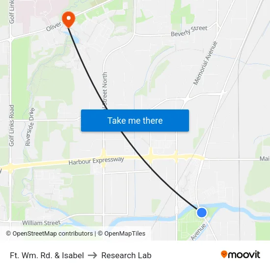 Ft. Wm. Rd. & Isabel to Research Lab map