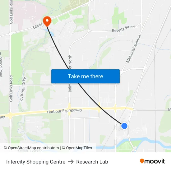 Intercity Shopping Centre to Research Lab map