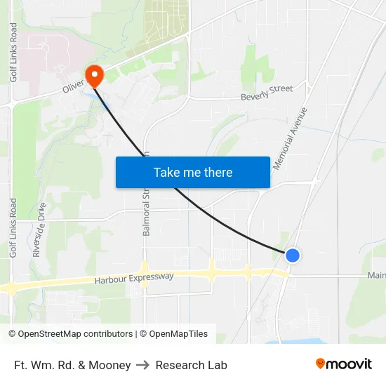 Ft. Wm. Rd. & Mooney to Research Lab map