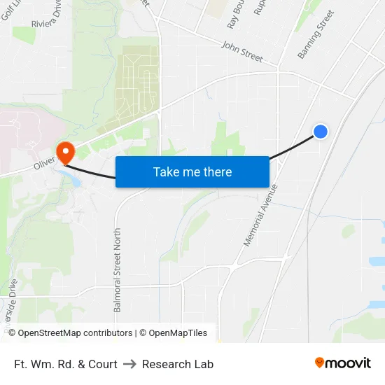 Ft. Wm. Rd. & Court to Research Lab map