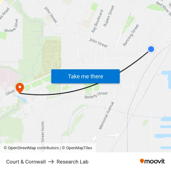 Court & Cornwall to Research Lab map