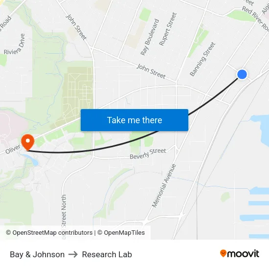 Bay & Johnson to Research Lab map