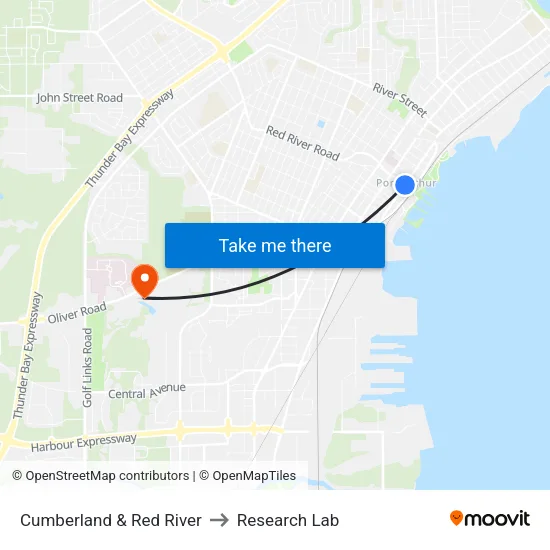 Cumberland & Red River to Research Lab map