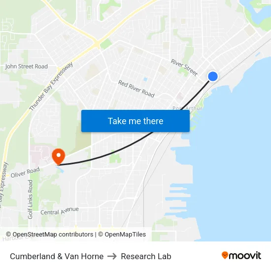 Cumberland & Van Horne to Research Lab map