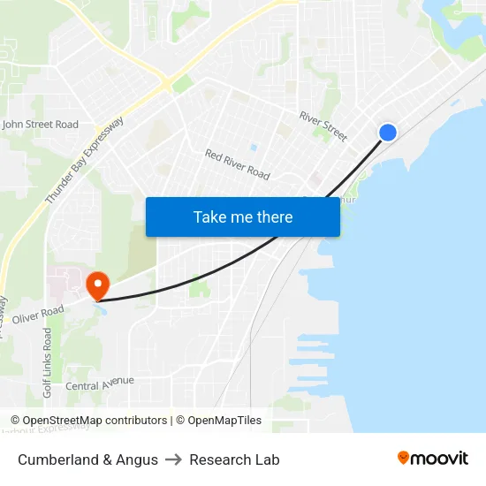 Cumberland & Angus to Research Lab map