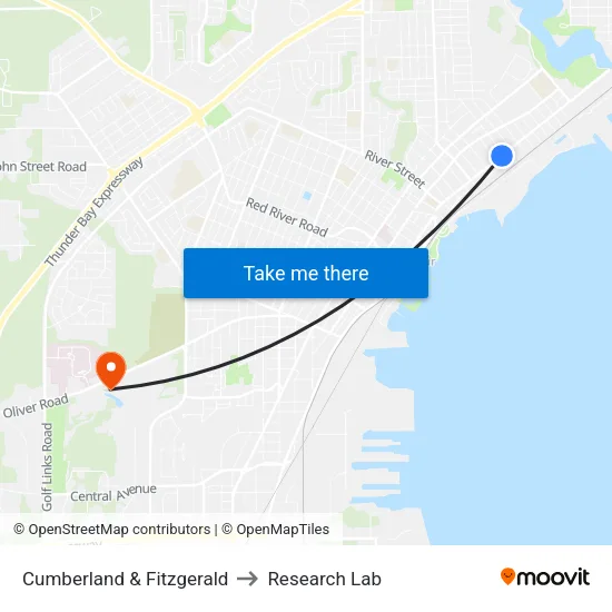 Cumberland & Fitzgerald to Research Lab map