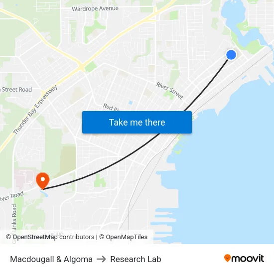 Macdougall & Algoma to Research Lab map