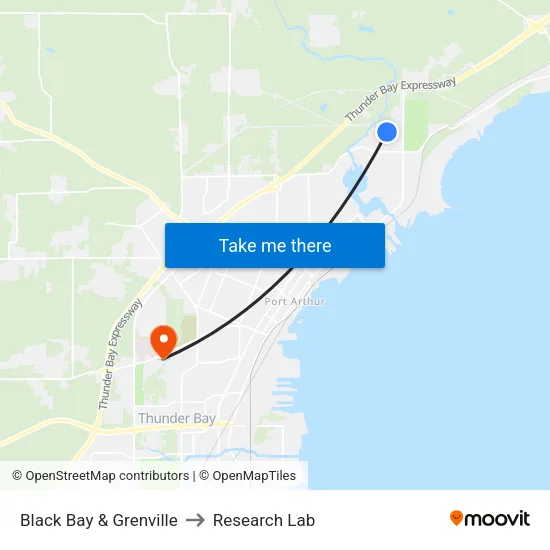 Black Bay & Grenville to Research Lab map