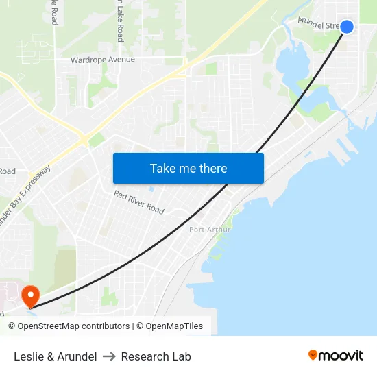 Leslie & Arundel to Research Lab map
