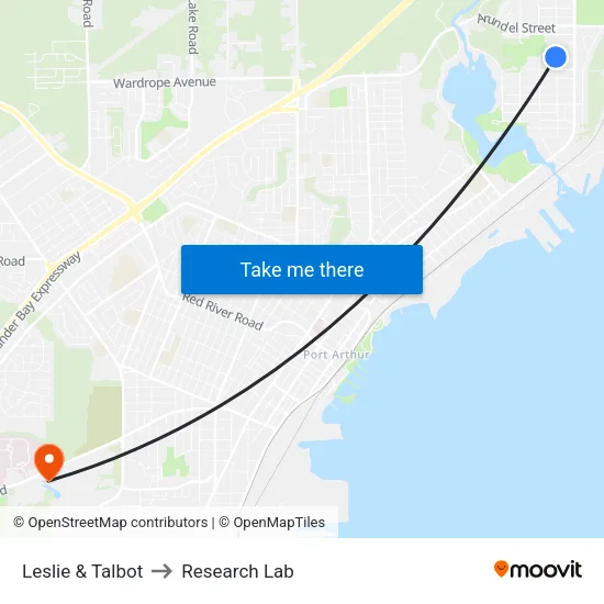 Leslie & Talbot to Research Lab map