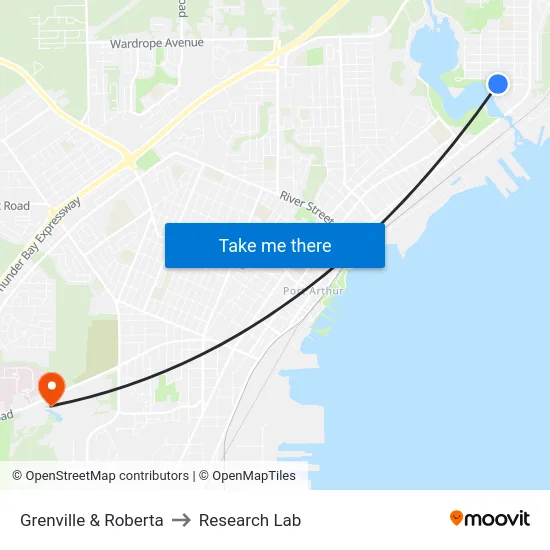 Grenville & Roberta to Research Lab map