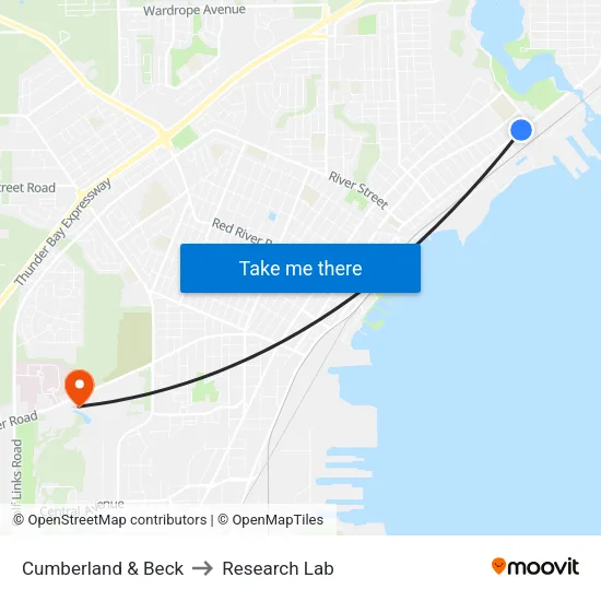 Cumberland & Beck to Research Lab map