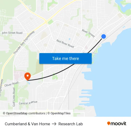 Cumberland & Van Horne to Research Lab map