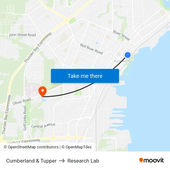 Cumberland & Tupper to Research Lab map