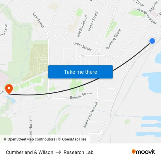 Cumberland & Wilson to Research Lab map