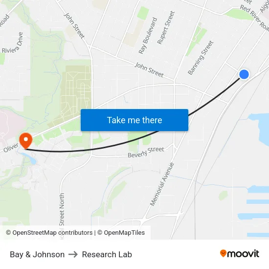 Bay & Johnson to Research Lab map