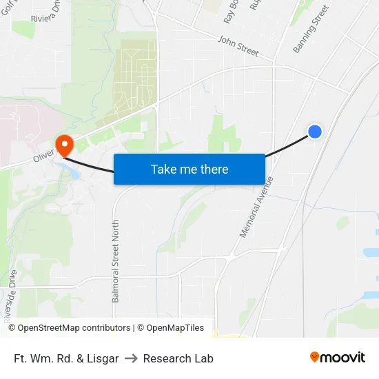 Ft. Wm. Rd. & Lisgar to Research Lab map