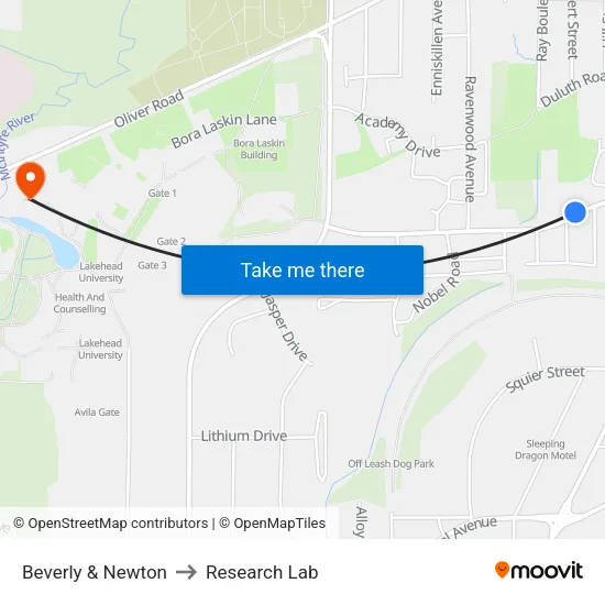 Beverly & Newton to Research Lab map