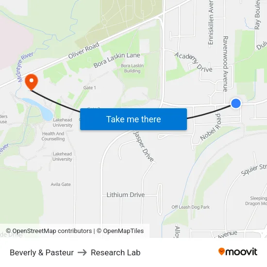 Beverly & Pasteur to Research Lab map
