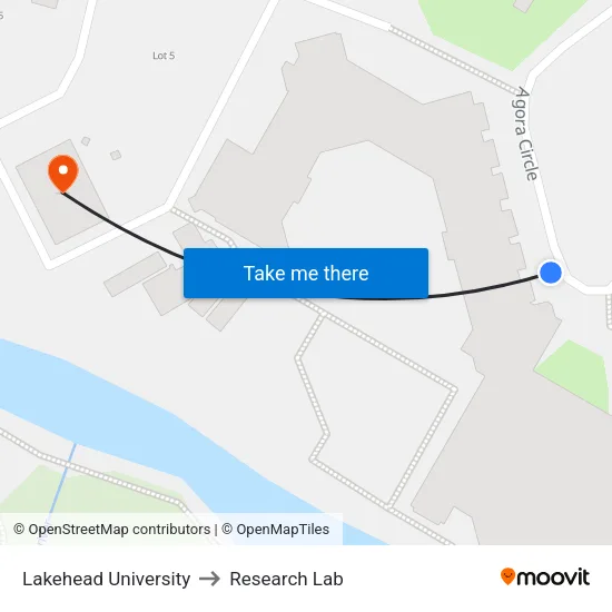 Lakehead University to Research Lab map