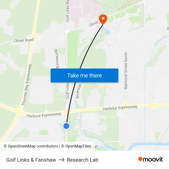 Golf Links & Fanshaw to Research Lab map