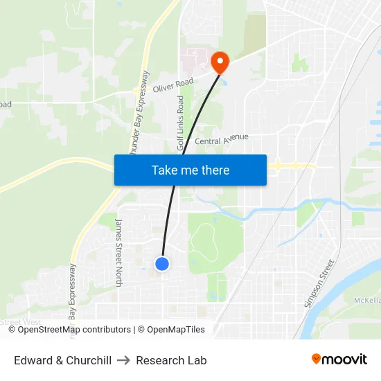 Edward & Churchill to Research Lab map