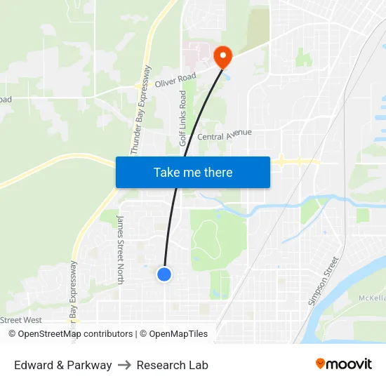 Edward & Parkway to Research Lab map