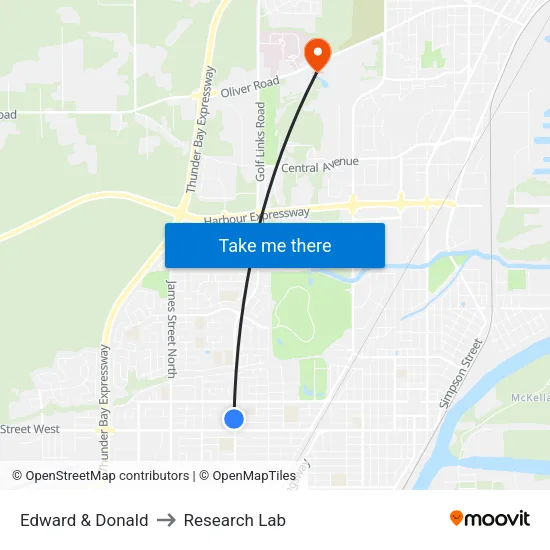 Edward & Donald to Research Lab map