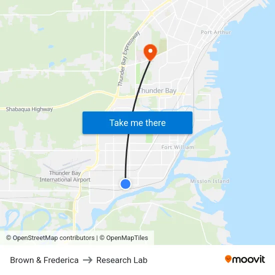 Brown & Frederica to Research Lab map